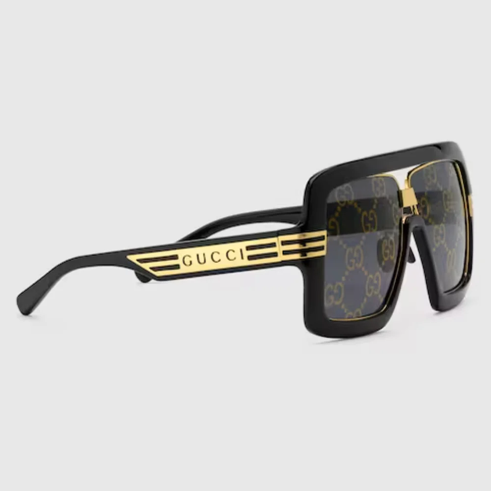 NEW GUCCI SQUARE-FRAME SUNGLASSES WITH GG LENS